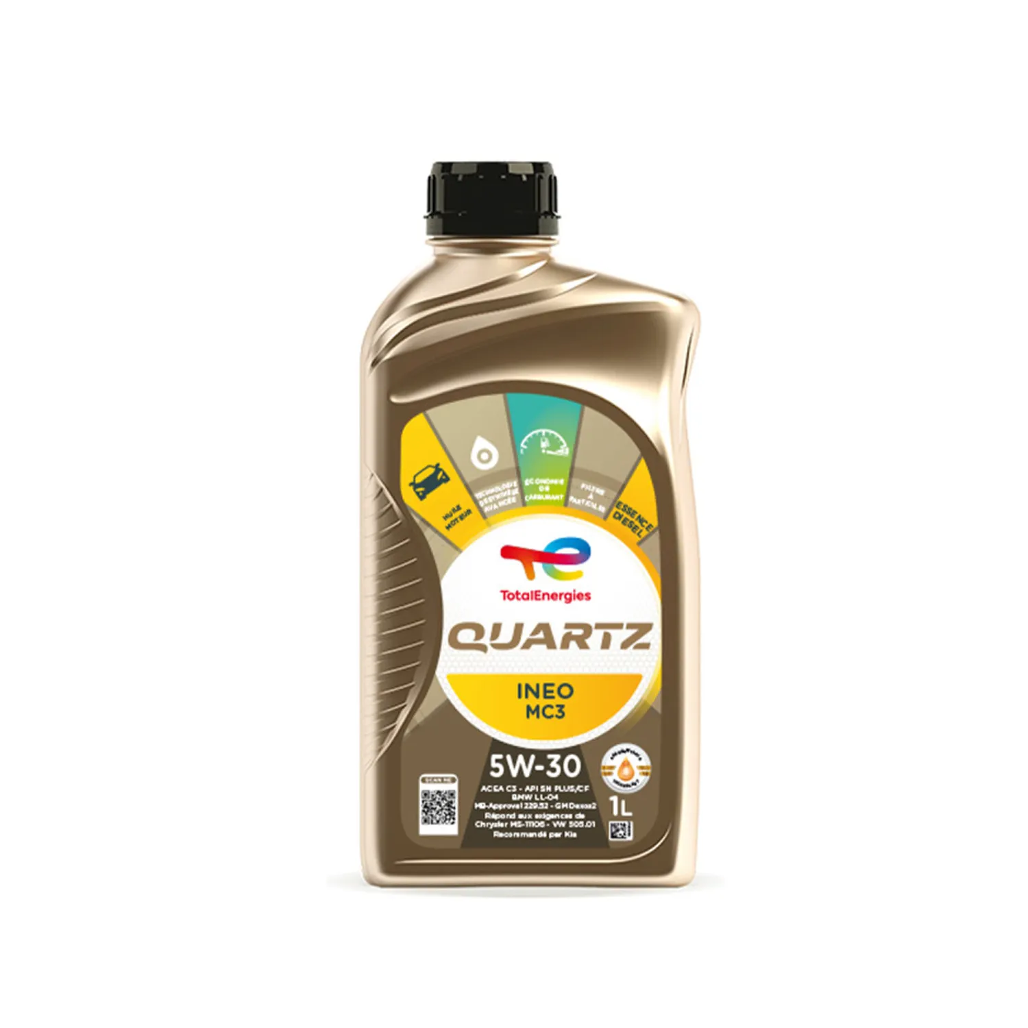 ACEITE 5W30 1LT QUARTZ INEO MC3 API SN PLUS CF ACEA C3 TOTAL UE:12